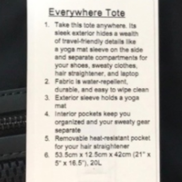 SALE: Lululemon Athletica Everywhere Tote Black - Picture 6 of 6